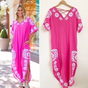 J. Marie || Luna Embroidered Maxi Dress Pink Small NWT